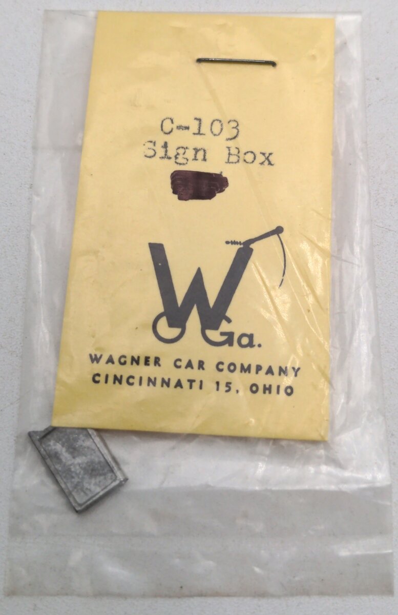 Wagner Car Co. C-103 O Scale Sign Box