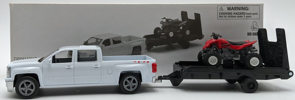 New-Ray 19535B 1:43 2014 Chevy Silverado With Trailer And ATV