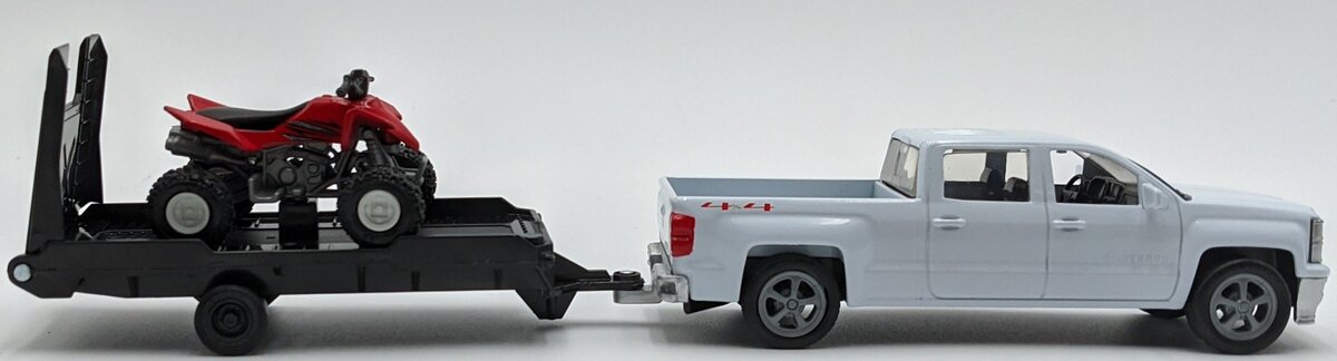 New-Ray 19535B 1:43 2014 Chevy Silverado With Trailer And ATV