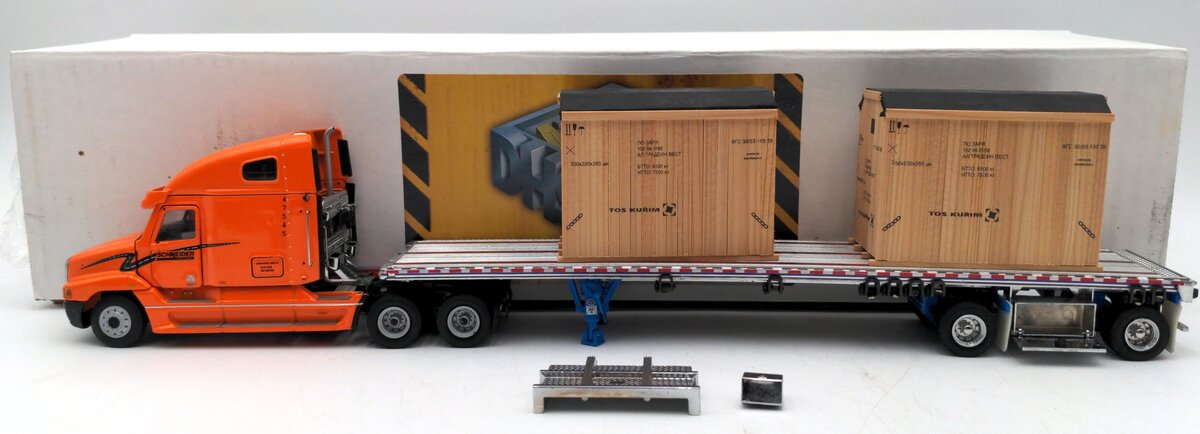 Sword Models 1:50 Scale Schneider Freightliner w/Flatbed & Wooden Crate Load