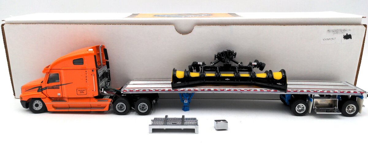 Sword Models 1:50 Schneider Freightliner w/East Flatbed Trailer & Plow Load