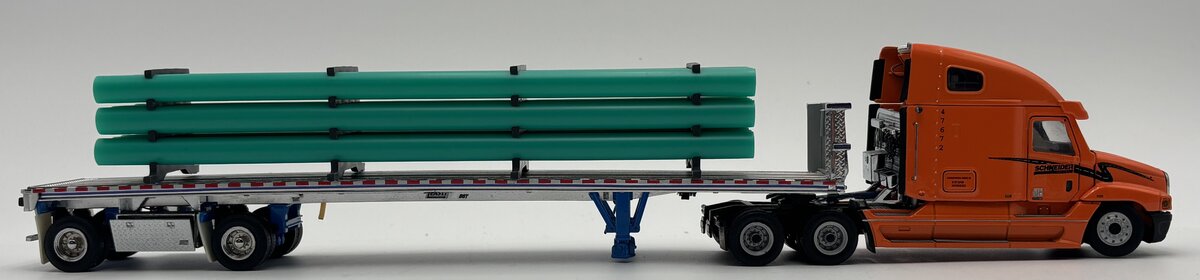 Sword Models 1:50 Scale Schneider Freightliner w/Flatbed Trailer & Pipe Load