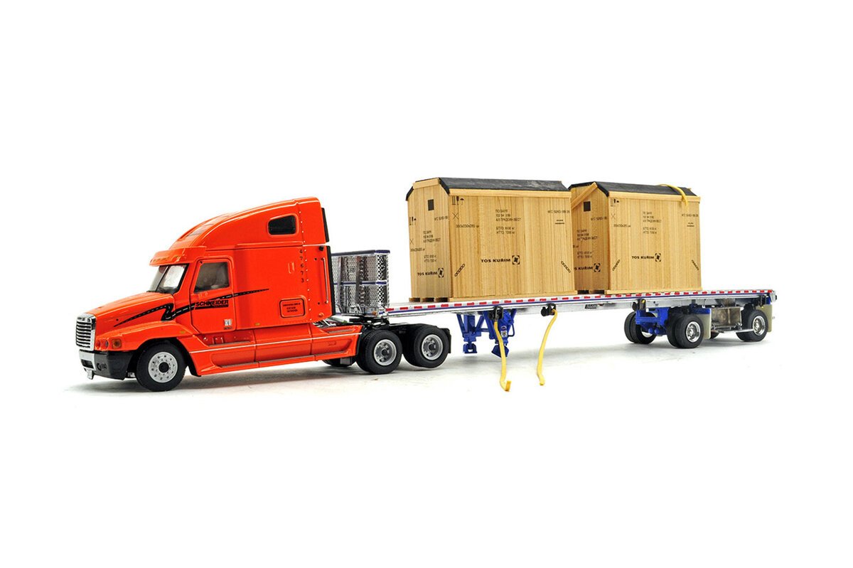 Sword Models 1:50 Scale Schneider Freightliner & Flatbed Trailer w/Wooden Crates