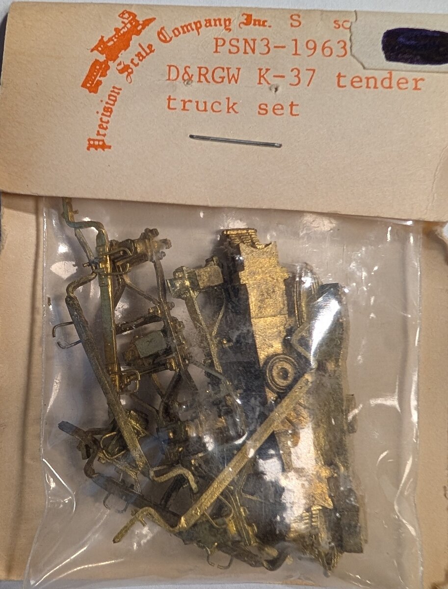 Precision Scale Co. PSN3-1963  S Scale D&RGW K-37 Tender Truck Set