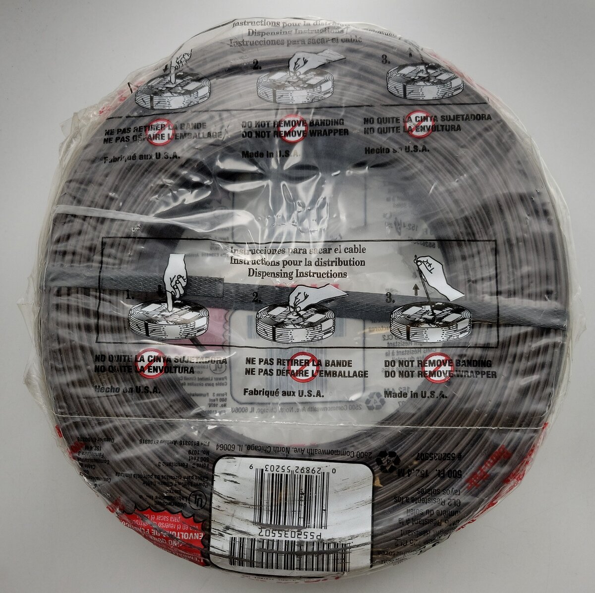 Coleman Cable P552035507 Brown 500' Roll, 20 AWG, 3 Conductor Wire