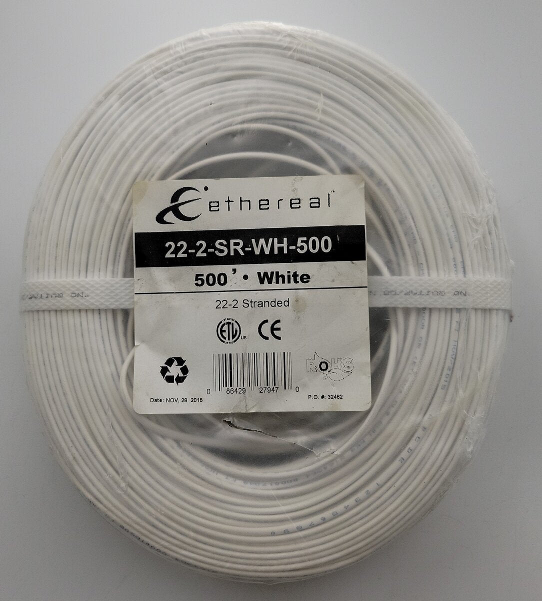 Ethereal 22-2-SR-WH500-R&nbsp Fast Pack 22-AWG 2-Conductor Stranded Cable