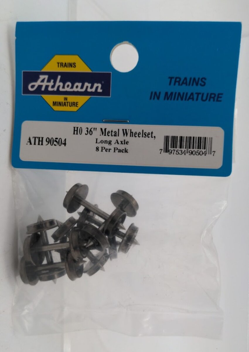 Athearn ATH90504 HO Scale 36" Metal Wheelset Long Axle (Pack of 8)