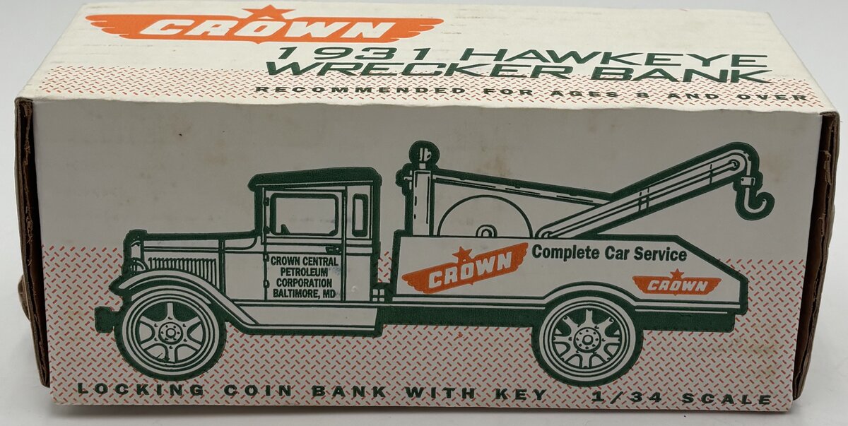 Ertl 2196 1:34 Scale Diecast Crown 1931 Hawkeye Wrecker Bank NIB