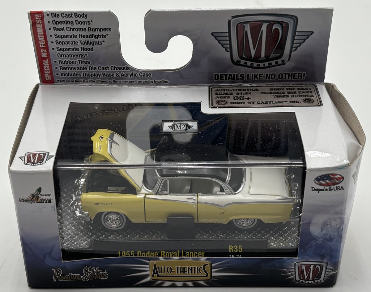 M2 Machines 32500 1:64 Yellow/White 1955 Dodge Royal Lancer R35 15-74