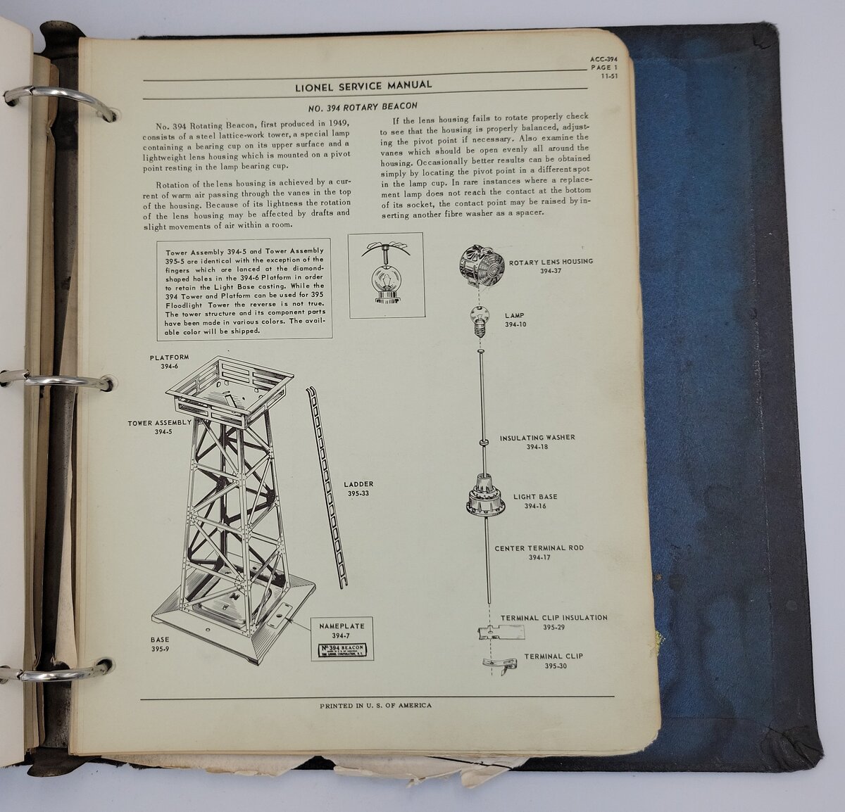 Lionel 1949-B Lionel Service Manual & Replacement Parts Catalog Incomplete 1949