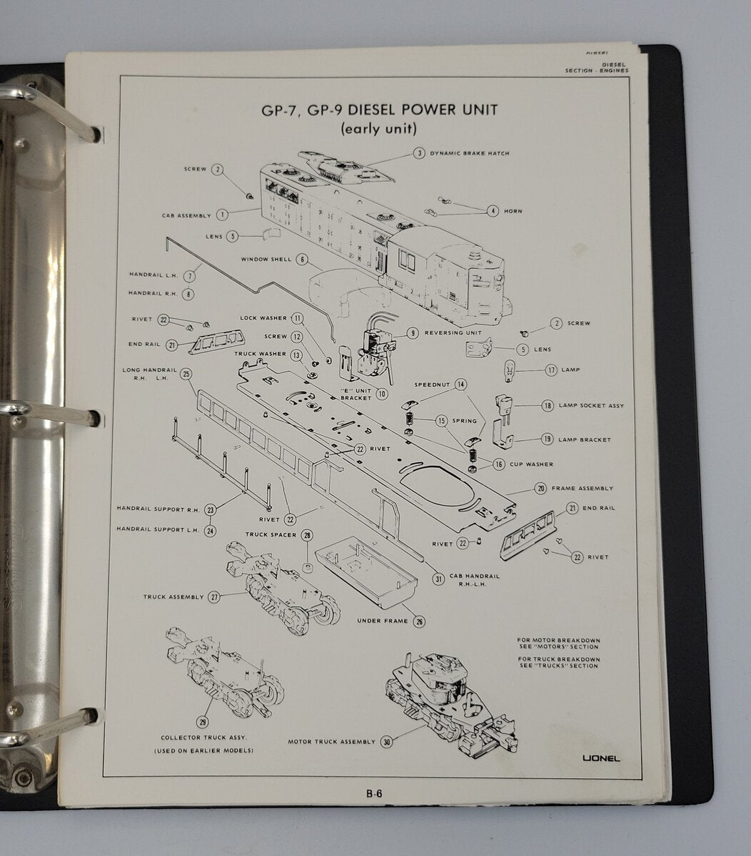 Lionel 10-1025 Parts List and Exploded Diagrams Supplements Volume 3
