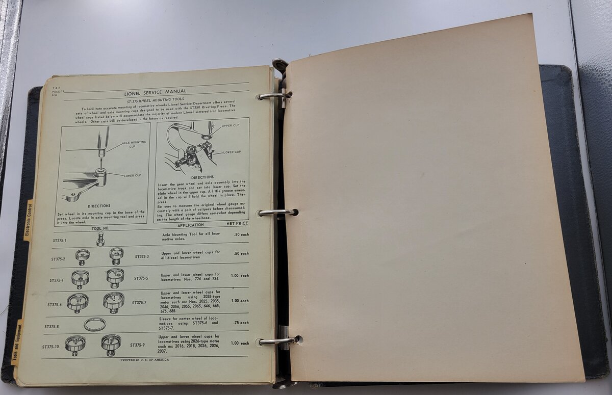 Lionel 20-1143 Service Manual and Replacement Parts Catalog
