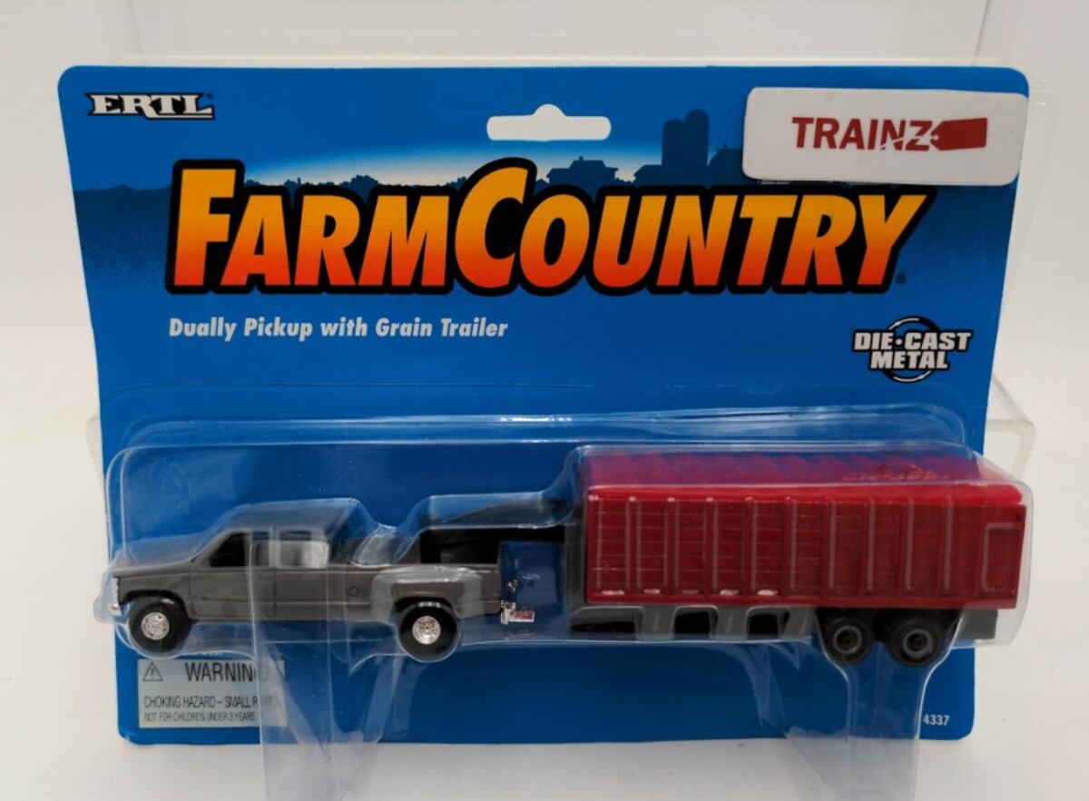 Ertl 4337 1:64 Scale Dually Pickup with Grain Trailer Die Cast Metal