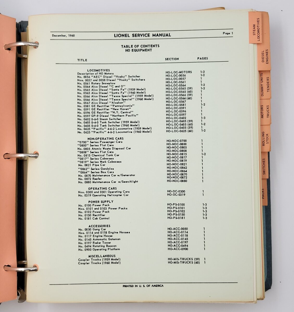 Lionel 21-607 HO Scale Service Manual