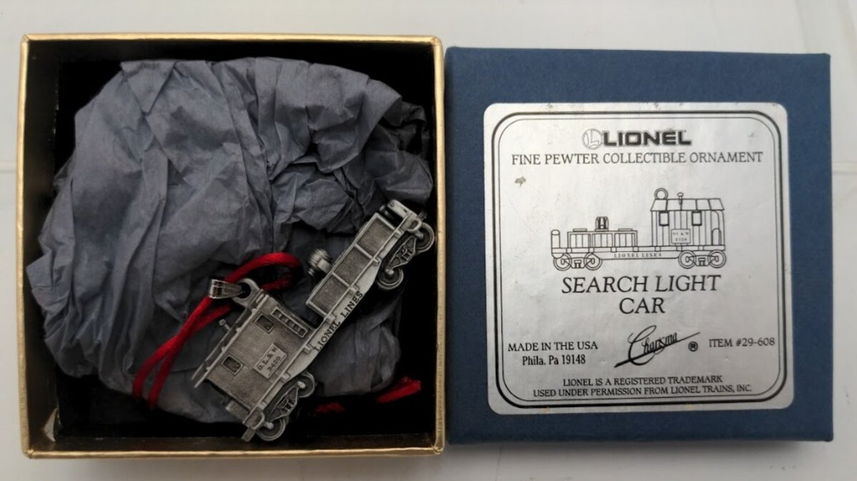 Lionel 29-608 Fine Pewter Train Search Light Car Collectible Ornament