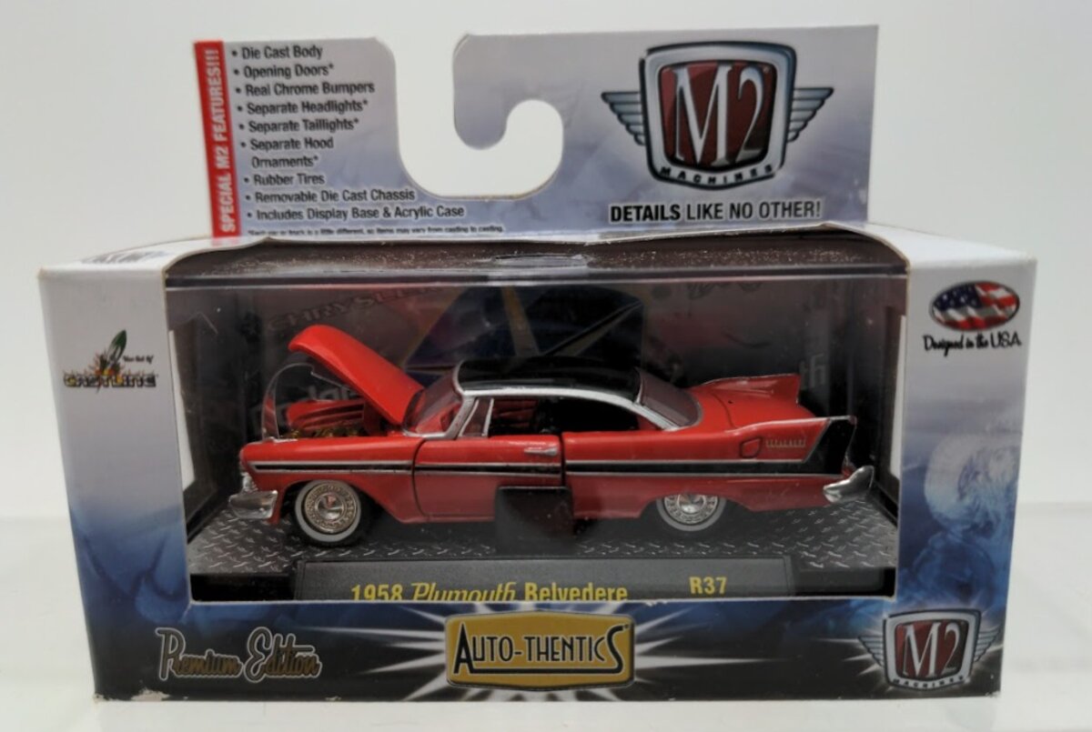 M2 Machines 32500 1:64 Scale Auto-Thentics Orange/Black 1958 Plymouth Belvedere