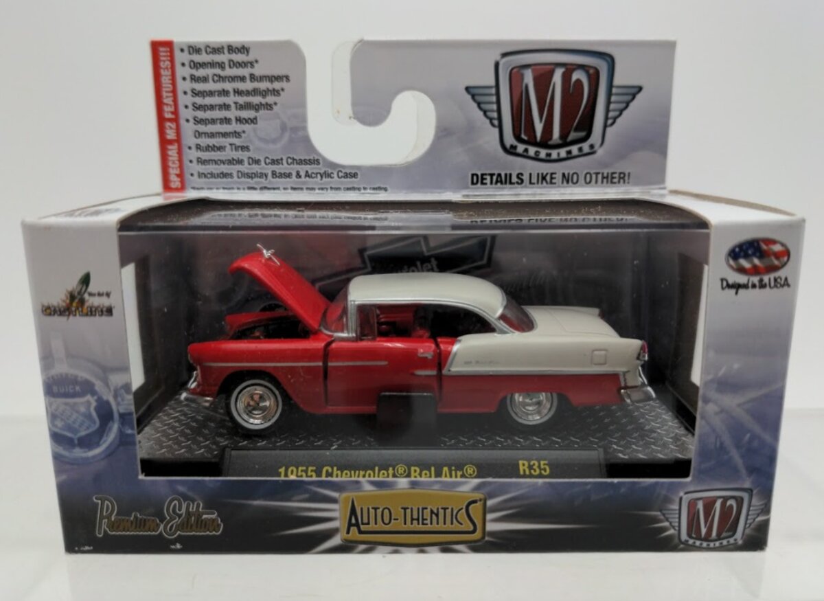 M2 Machines 32500 1:64 Scale Auto-Thentics Red/White 1955 Chevrolet Bel Air