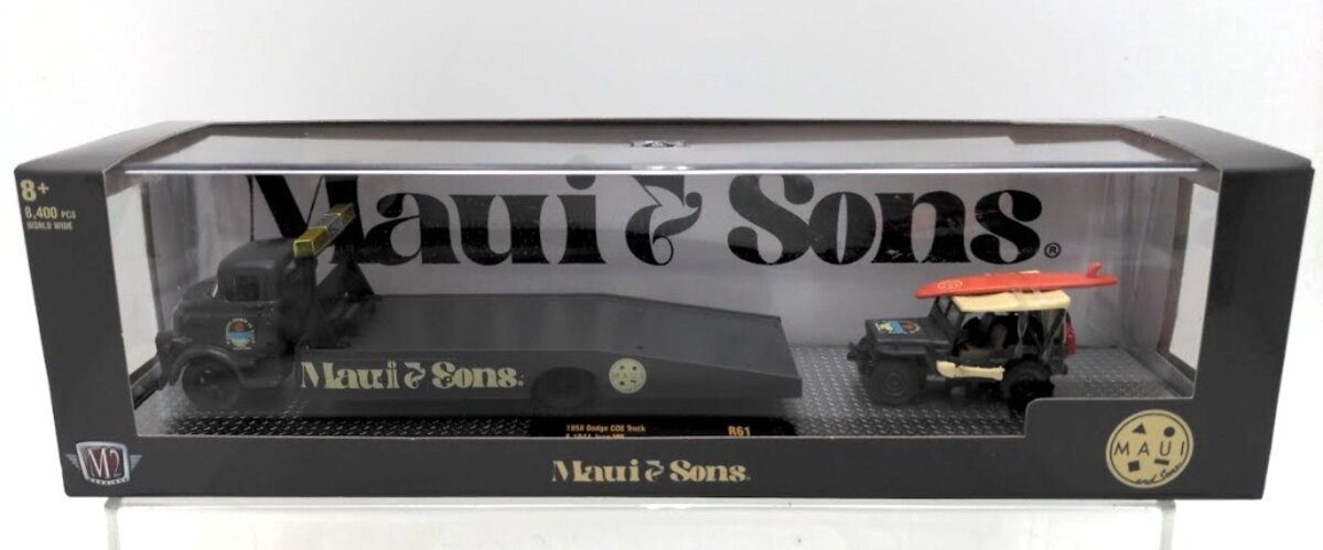 M2 Machines 36000 1:64 Scale Maui & Sons 1958 Dodge COE Truck & 1944 Jeep MB R61
