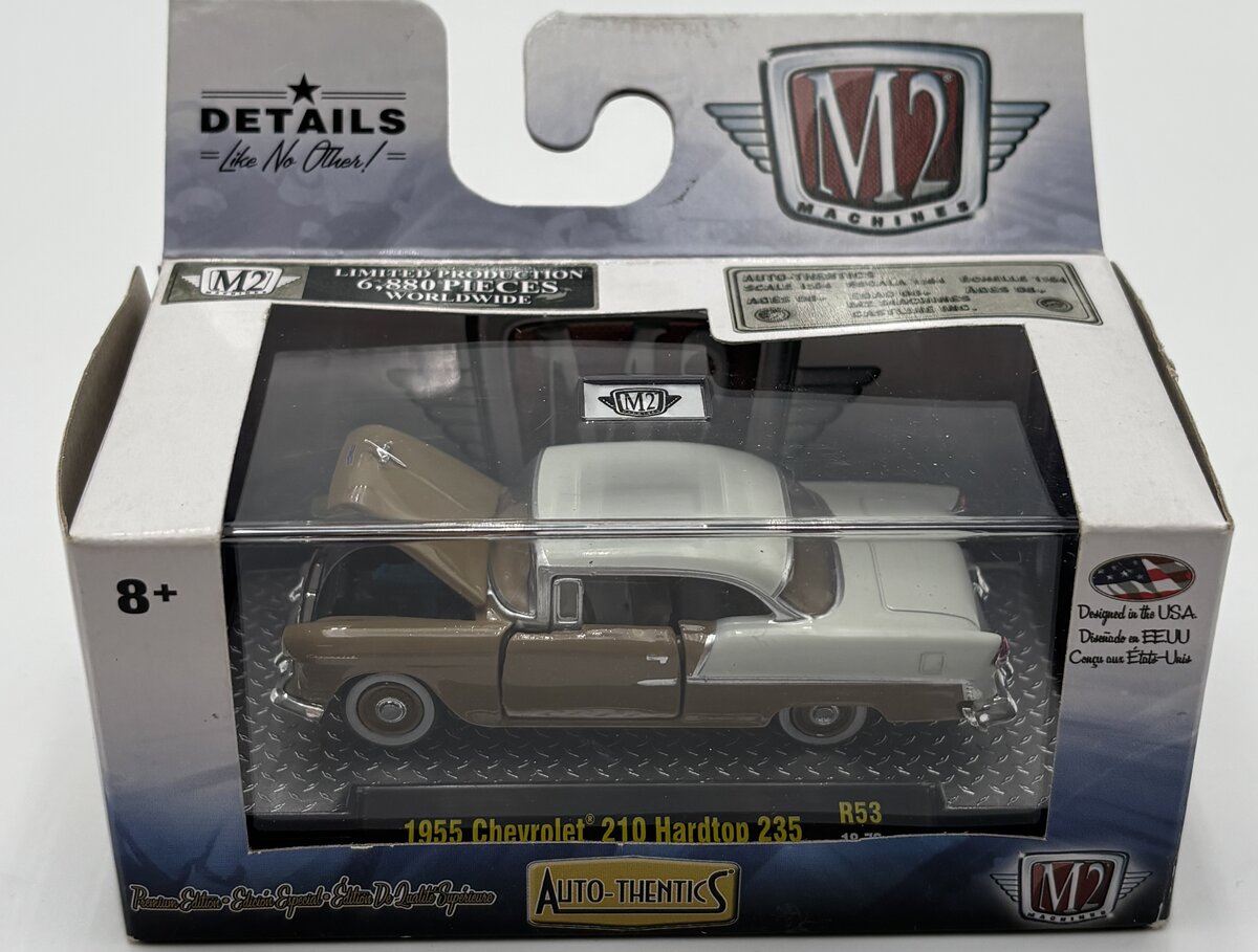 M2 Machines 32500 1:64 Brown/White1955 Chevrolet 210 Hardtop 235 R53 18-70