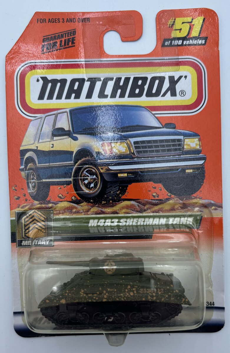 Matchbox 96344 1:64 M4A3 Sherman Tank Mattel Wheels #51