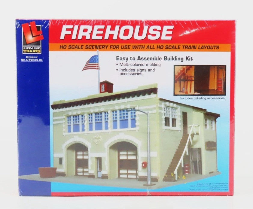 Life Like 1390 HO Scale Hampden #46 Fire Engine House Building Kit