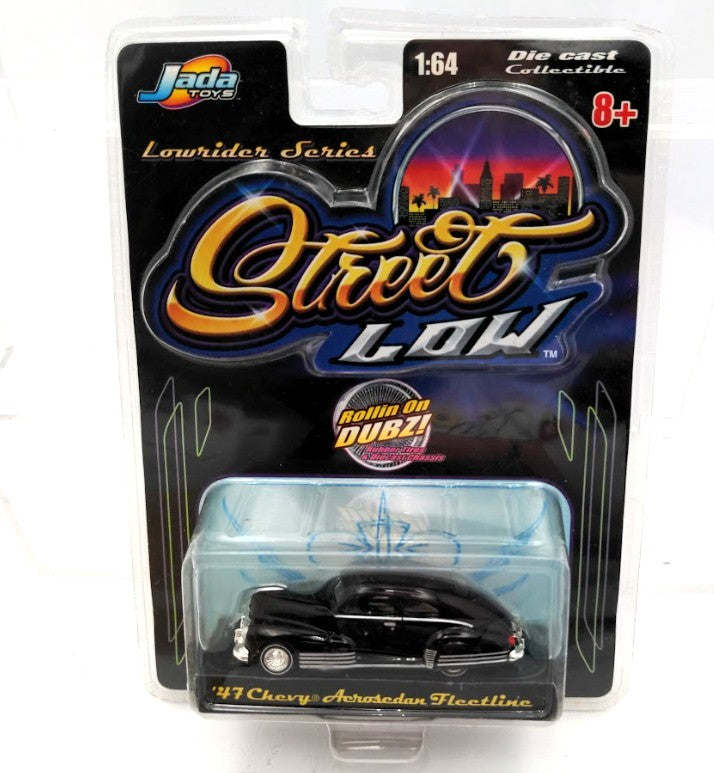Jada Toys 12111 1:64 Scale Street Low Black 1947 Chevy Aerosedan Fleetline