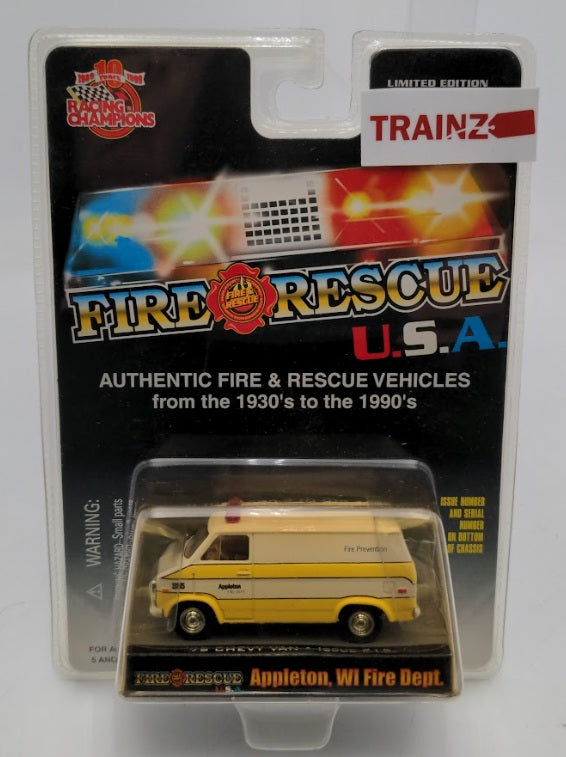 Racing Champions 94720 1:64 Scale Fire Rescue USA Appleton WI '75 Chevy Van