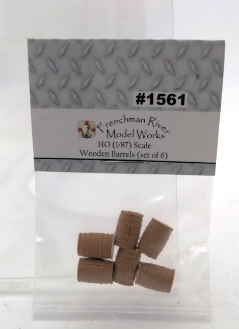 Frenchman River Modelworks 1561 HO Scale Wooden Barrels (Set of 6)