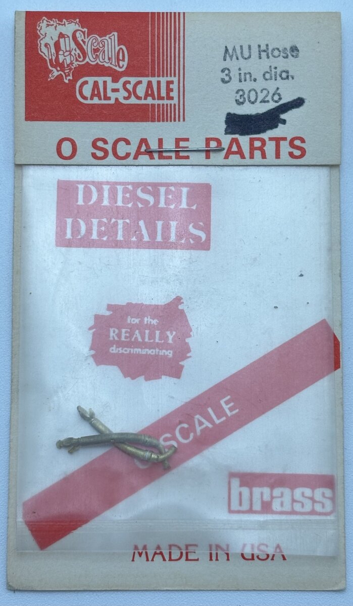 Cal Scale 3026 O Scale Brass MU Hose 3 in.