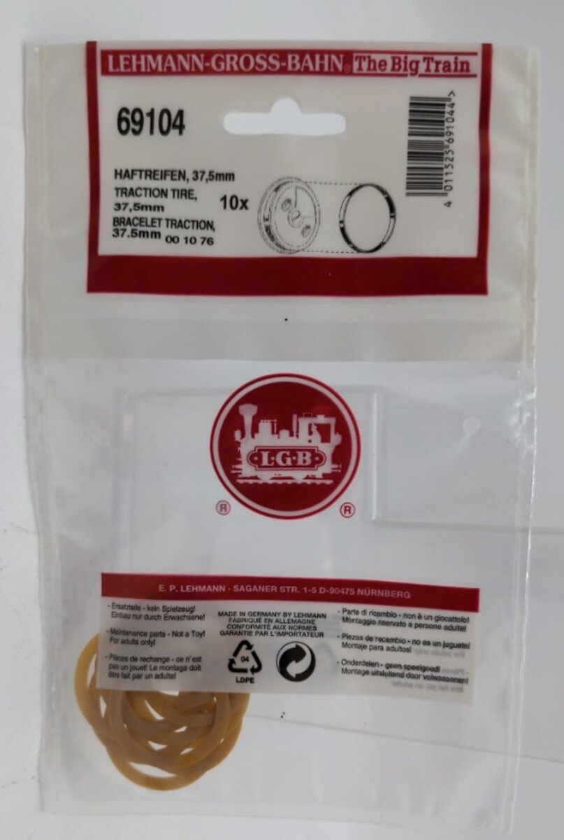 LGB 69104 G Scale 37,5 mm. Traction Tire Part (Pack of 10)
