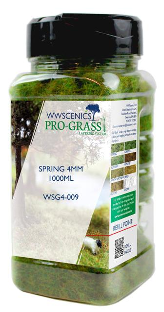 WWScenics WSG4-009 4mm Spring Static Grass - 1000 ml. Canister