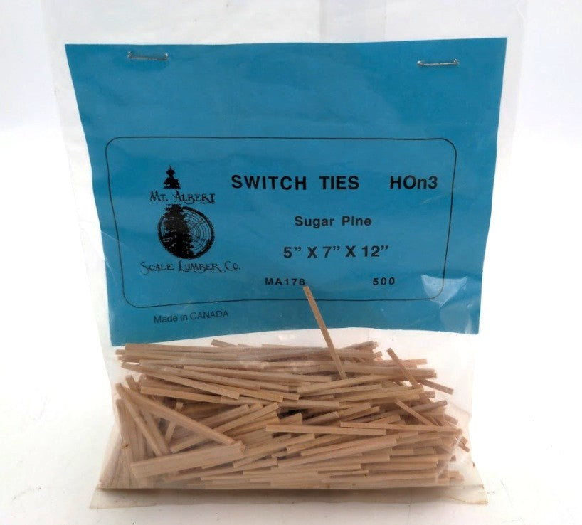 Mt. Albert MA178 HOn3 Scale Unpainted Wood Switch Ties Sugar Pine (Pack of 500)