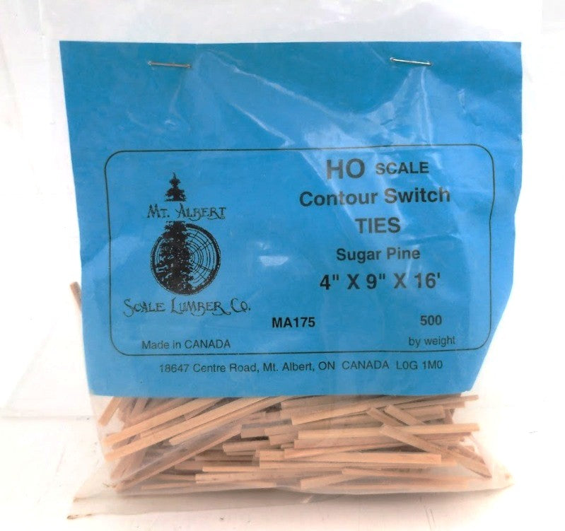 Mt. Albert MA175 HO Scale Contour Switch Ties Sugar Pine (Pack of 500)