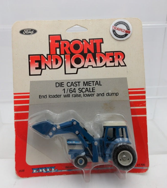 Ertl 828 1:64 Scale Blue Vintage 1986 Ford TW-35 Tractor With Front End Loader