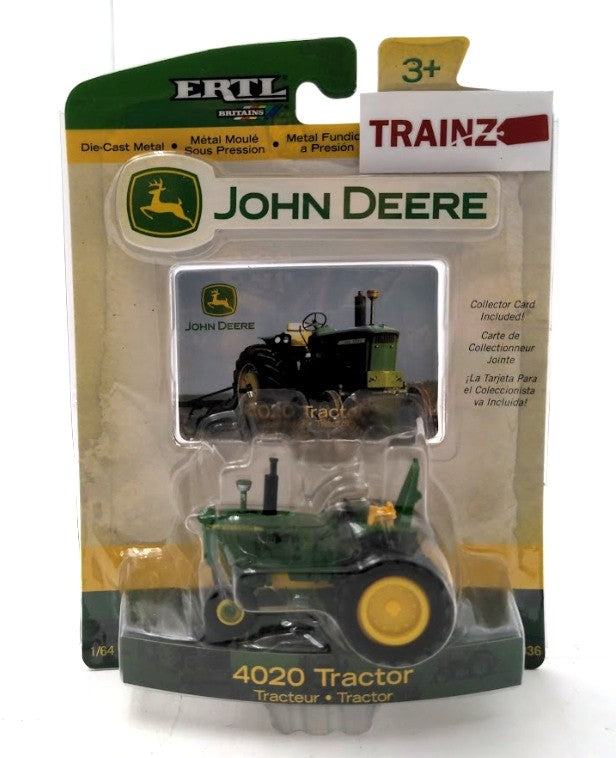 Ertl 15936 1:64 Scale John Deere 4020 Green Tractor W/Collector Card