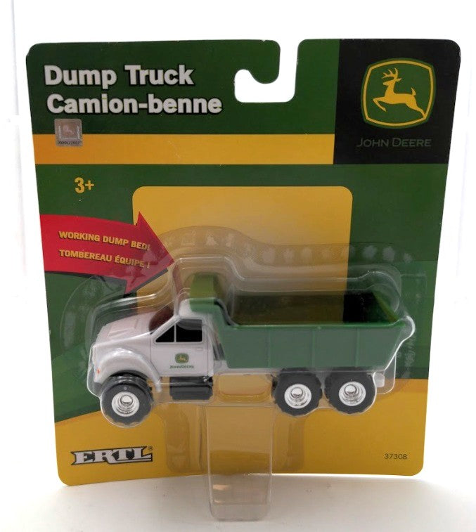 Ertl 37308 1:64 Scale White / Green John Deere Dump Truck W/Working Dump Bed