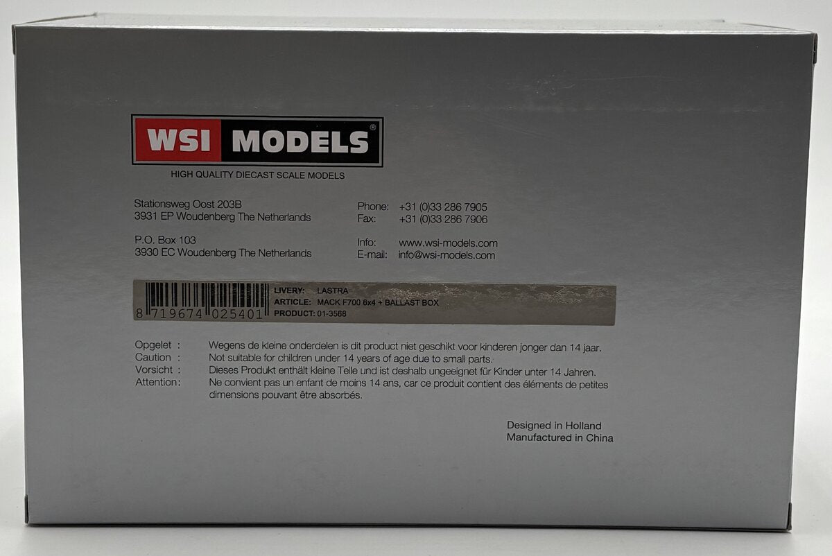 WSI 01-3568 1:50 Mack F700 6x4 Tractor w/Ballast Box - Lastra Colors