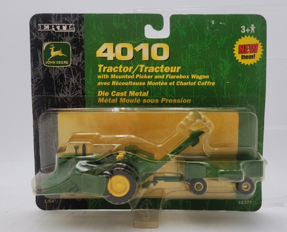 Ertl 15377 1:64 Ertl John Deere 4010 Tractor W/ Mounted Picker & Flarebox Wagon