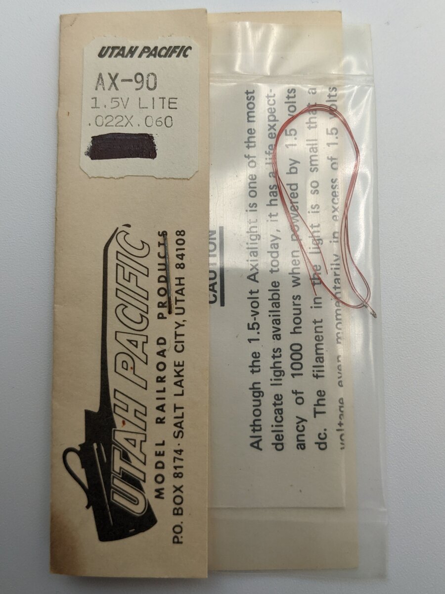 Utah Pacific Models RR Product AX-90 1.5V Lite .022X.060