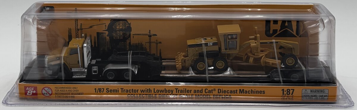 DieCast Masters 84414 1:87 Semi Tractor w/Lowboy Trailer & CAT Road Grader