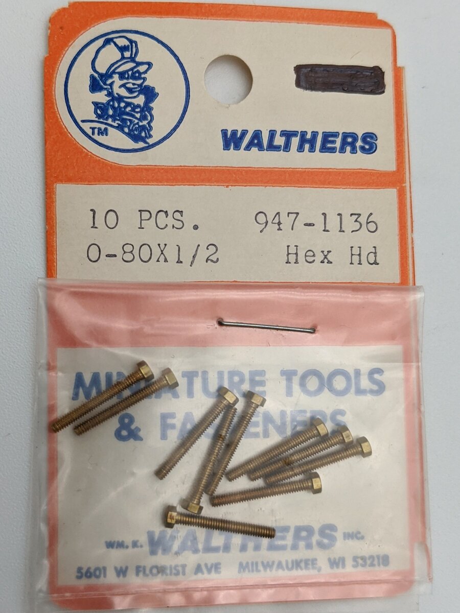 Walthers 947-1136 0-80x 1/2 Hex Head  Screws