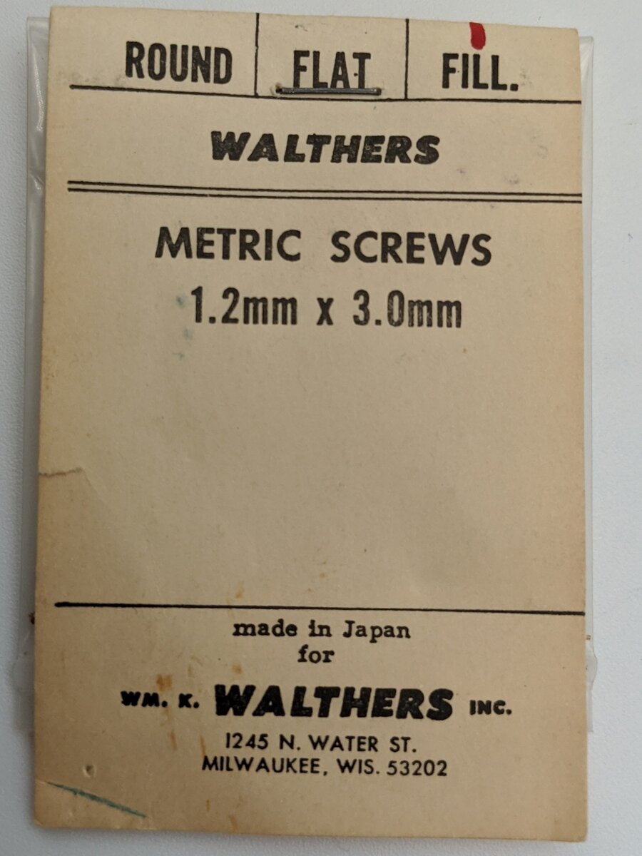Walthers Metric Screws 1.2mm X 3.0mm