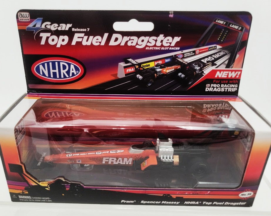 Auto World 36 HO Scale Autolite Fram Spencer Massey NHRA Top Fuel Dragster 4Gear