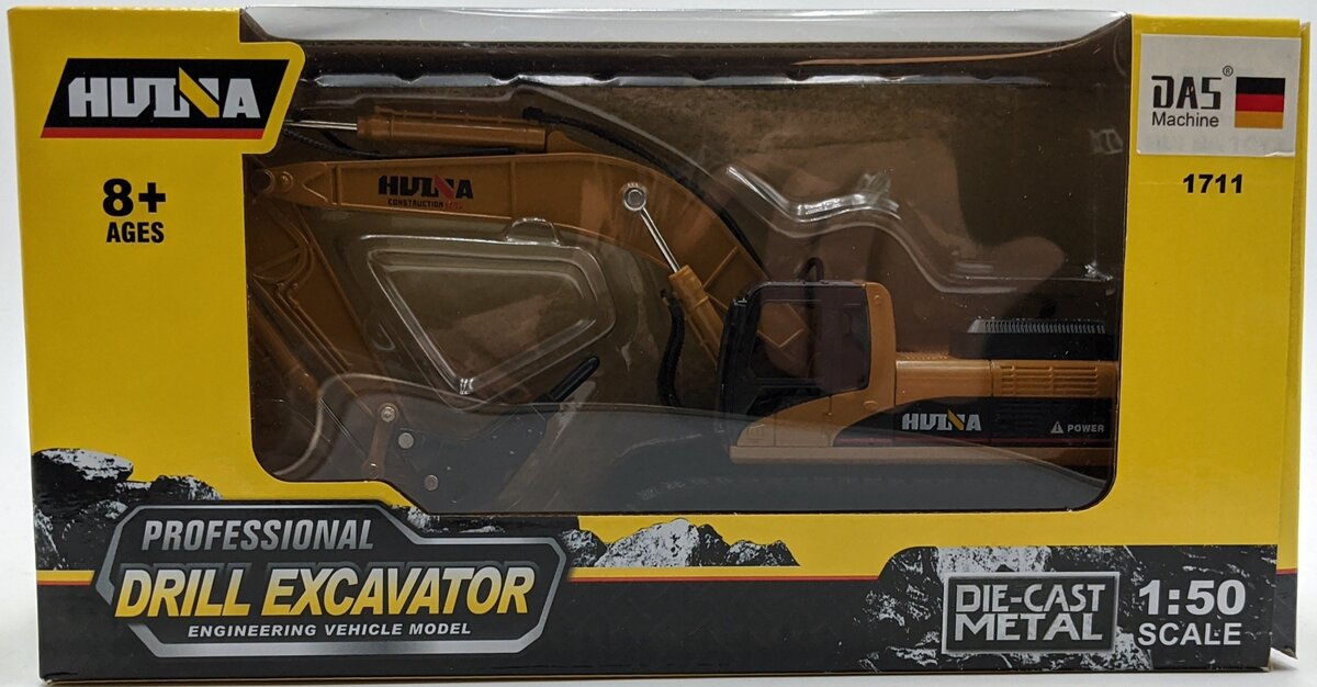 Hui Na Toys HU1711 1:50 Tracked Excavator w/Drill Attachment