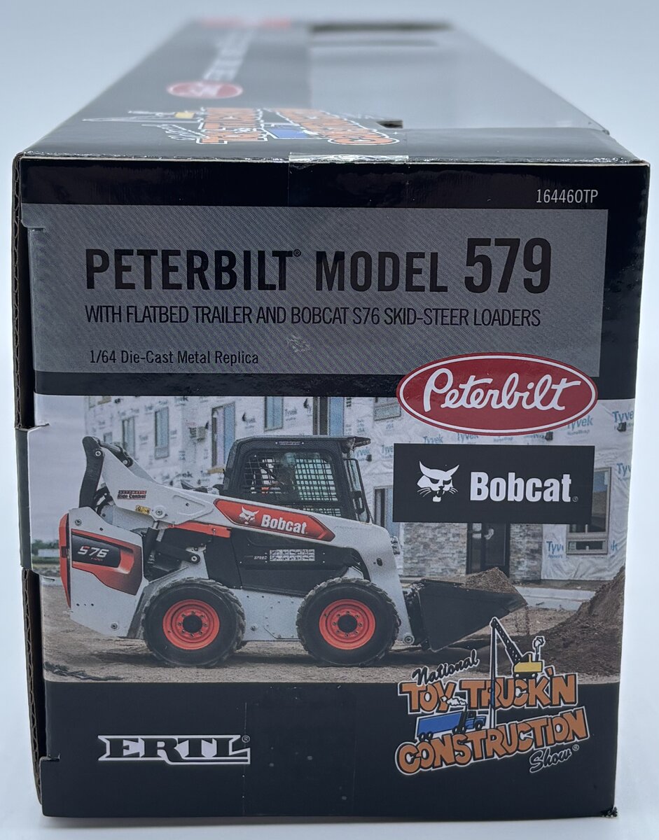 Ertl 164460TP 1:64 Peterbilt Model 579 w/Flatbed & Bobcat S76 Skid-Steer Loaders