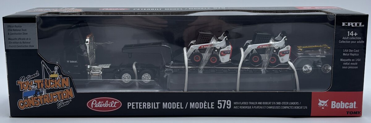 Ertl 164460TP 1:64 Peterbilt Model 579 w/Flatbed & Bobcat S76 Skid-Steer Loaders