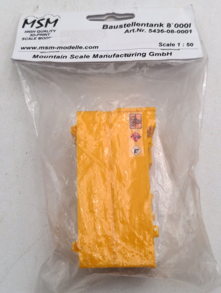 MSM 5436-01 1:50 Scale Diecast Yellow 8,000-Liter Construction Site Plastic Tank