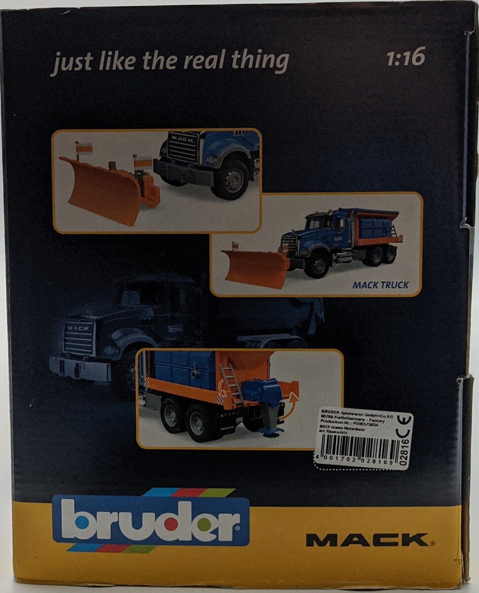 Bruder 02816 1:16 Mack Granite Snowplow Truck