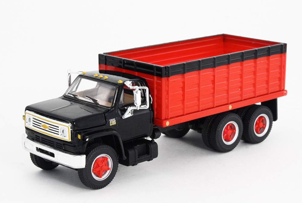 First Gear 60-0885 1:64 Scale Chevy C65 Tandem-Axle Grain Truck Black and Red