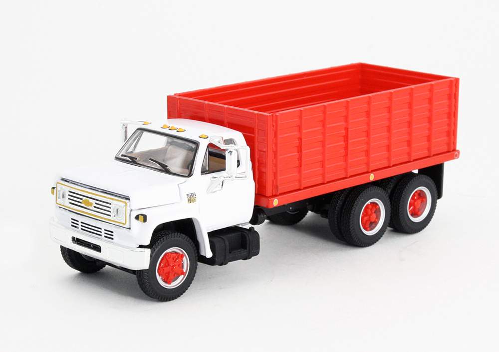 First Gear 60-0886 1:64 Scale Chevy C65 Tandem Axle Grain Truck White and Red